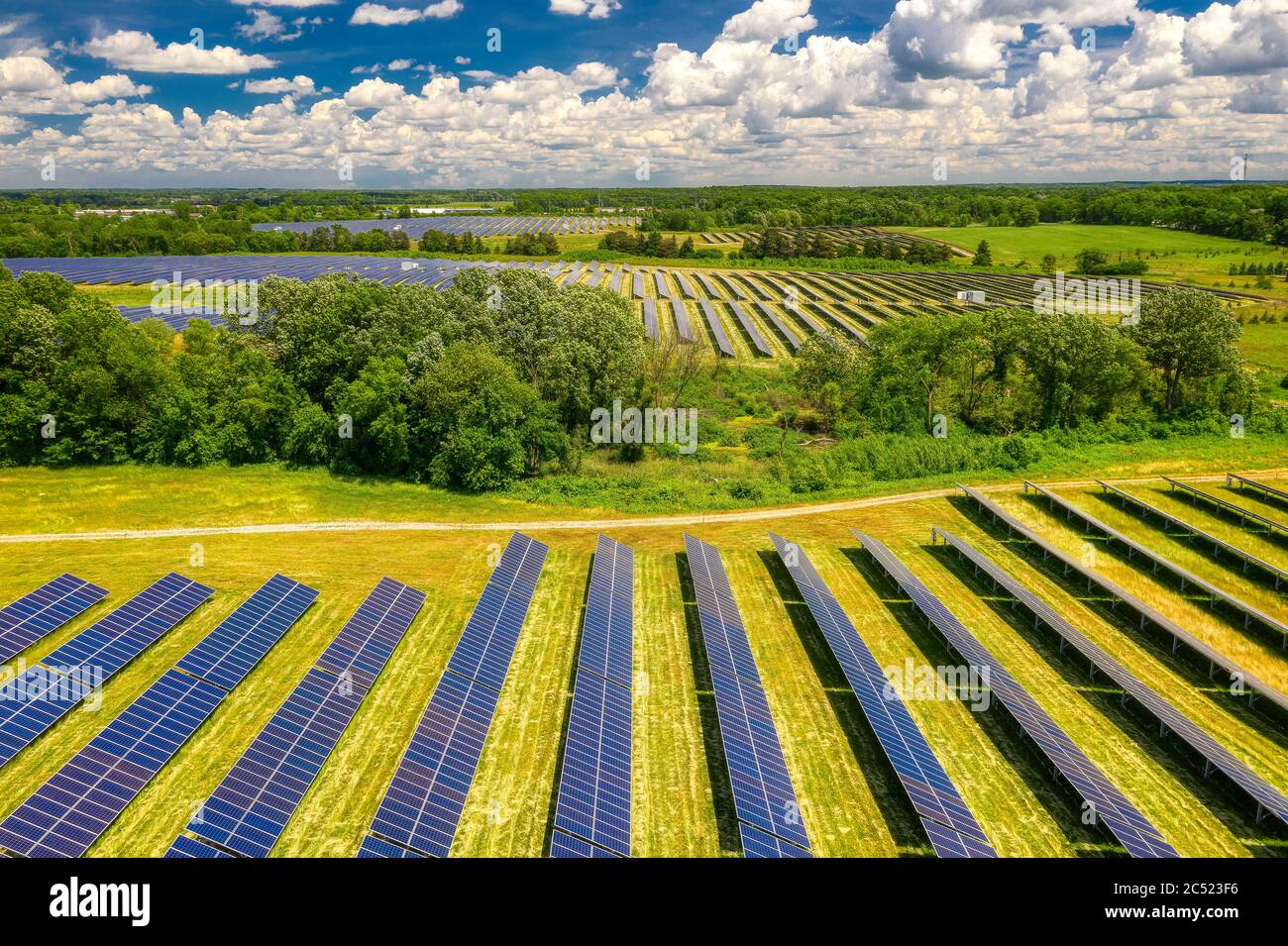 Solar farm - Lapeer Turrill Solar Plant, DTE Energy, Lapeer, Michigan, USA Stock Photo