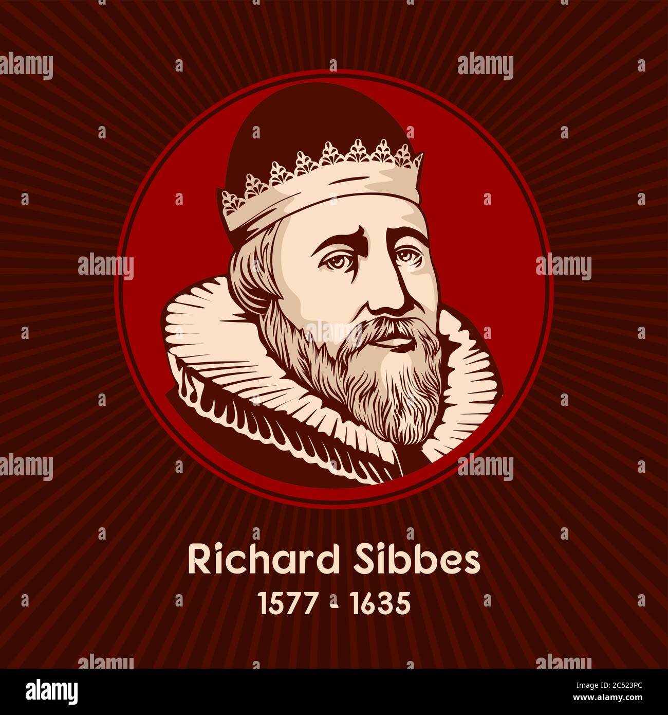 Richard Sibbes (1577 - 1635) was an Anglican theologian. He is known as a Biblical exegete, and as a representative, with William Perkins and John Pre Stock Vector