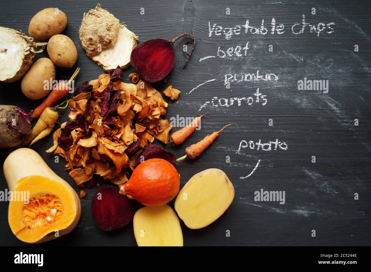 Organic sliced root vegetables and vegetable chips Stock Photo Alamy