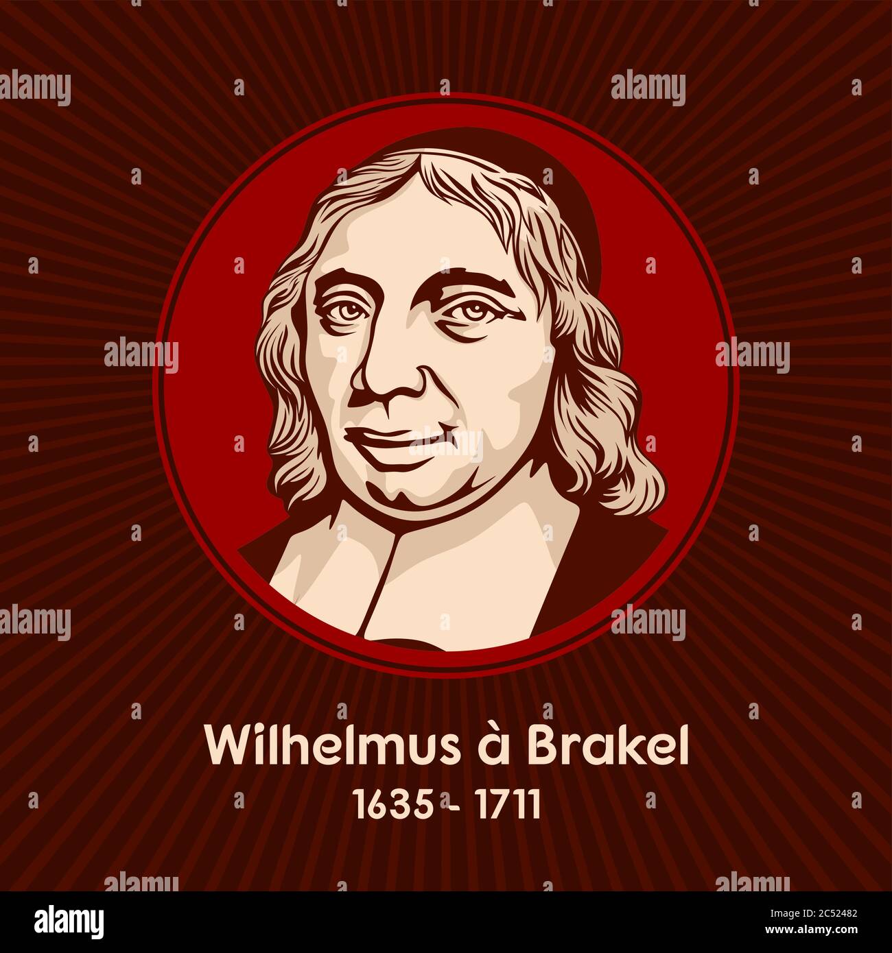 Wilhelmus à Brakel (1635 - 1711) was a contemporary of Gisbertus Voetius and Hermann Witsius and a major representative of the Dutch Further Reformati Stock Vector