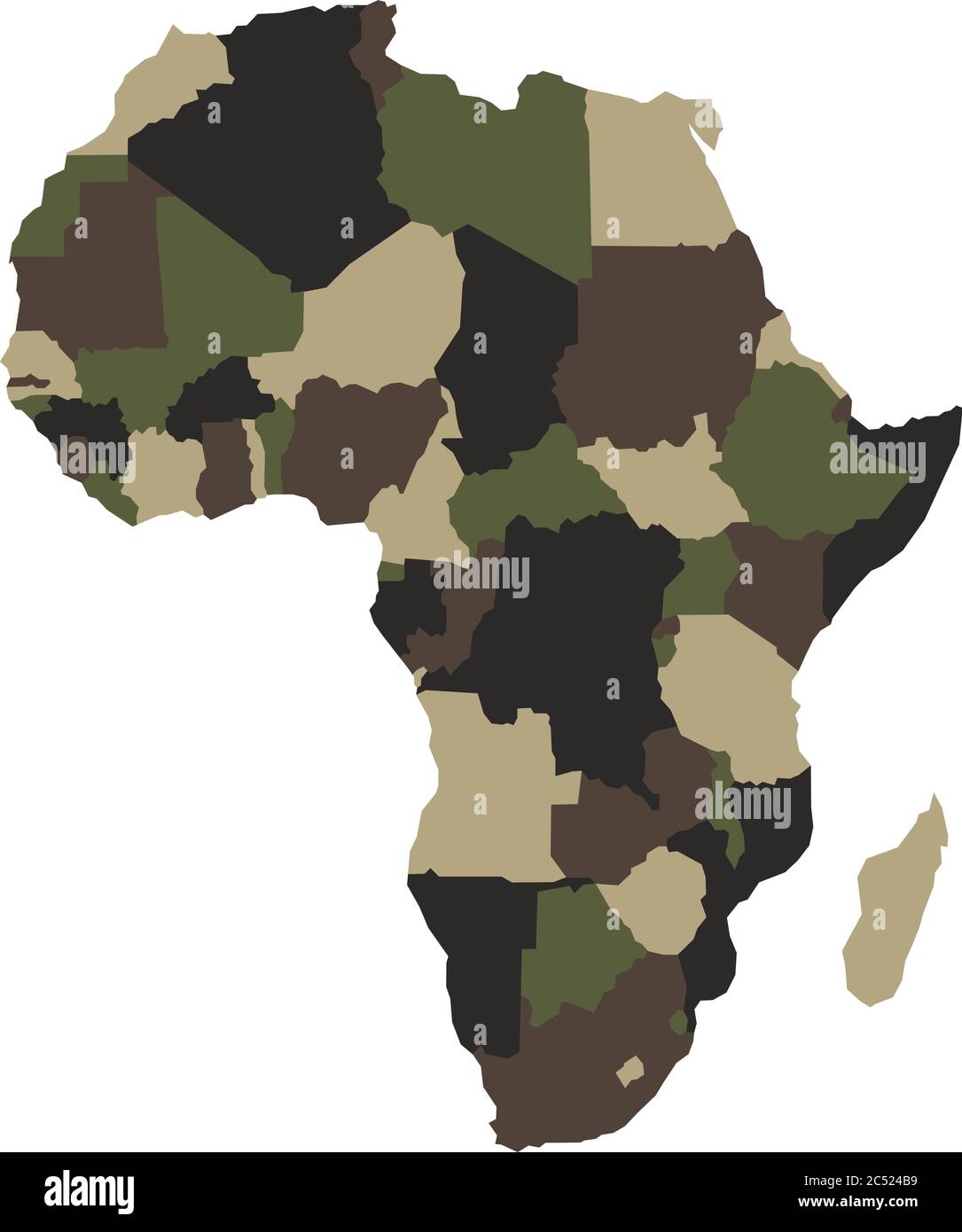 Map of Africa in army camouflage colors. Vector illustration. Stock Vector