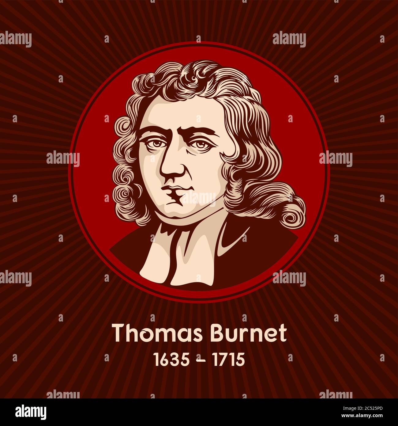 Thomas Burnet (1635 – 1715) was an English theologian and writer on cosmogony. Stock Vector