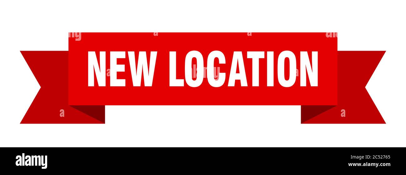 new location ribbon. new location isolated band sign. new location