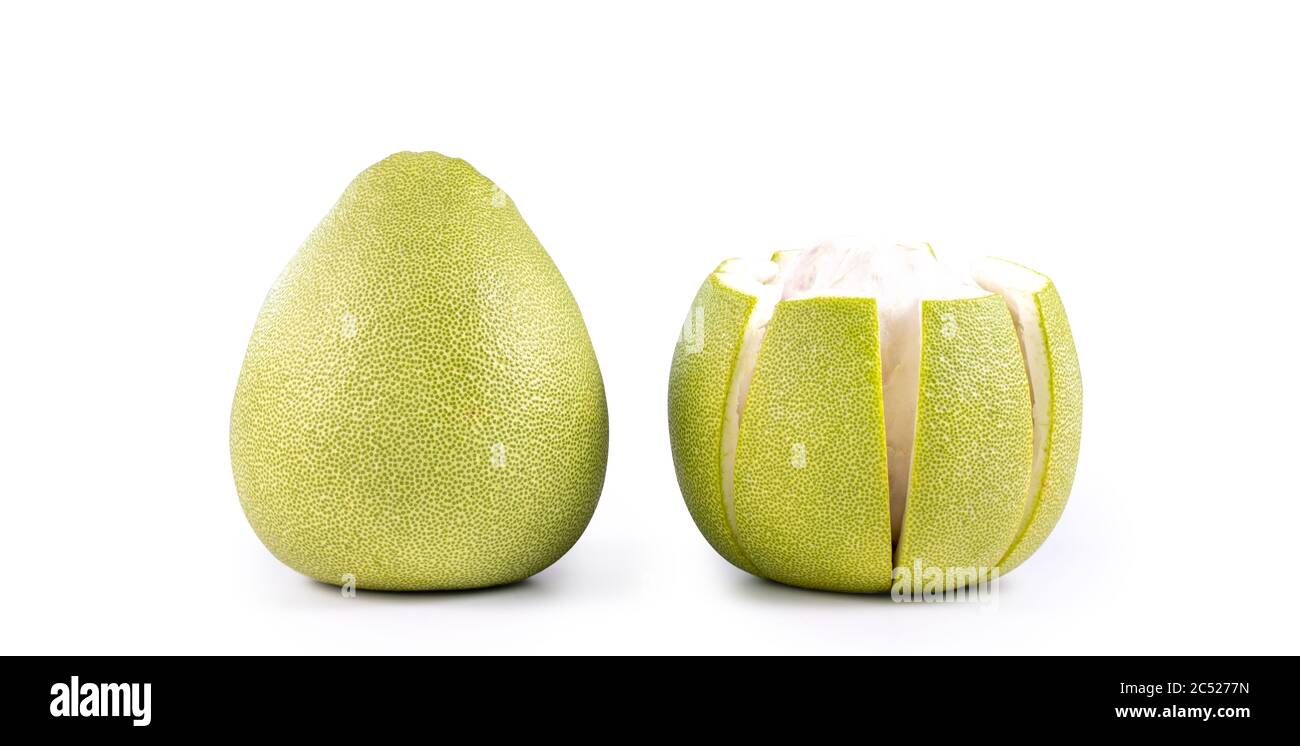 Fresh pomelo, pummelo, grapefruit, shaddock isolated on white