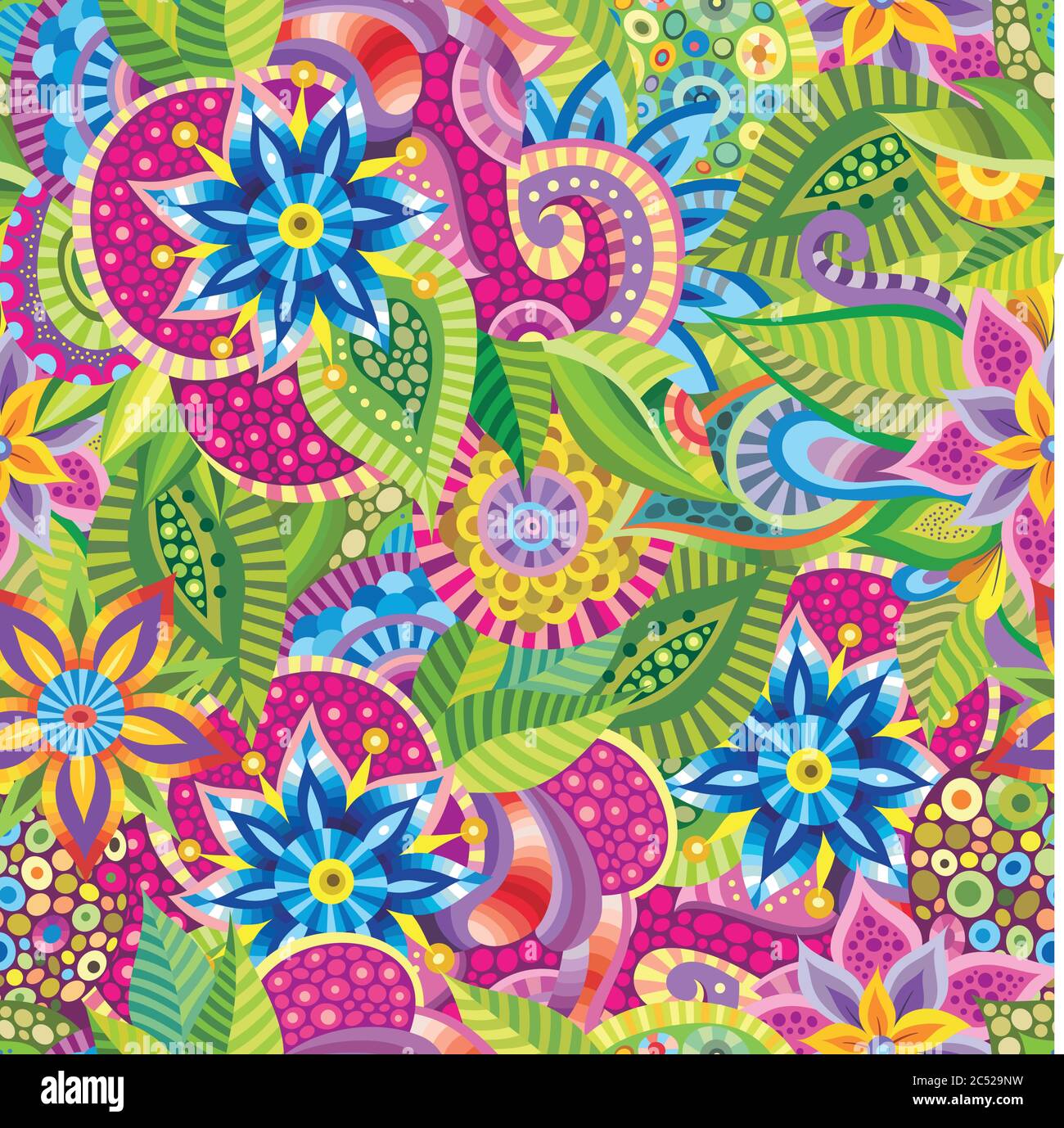 Vector seamless flat floral pattern Stock Vector
