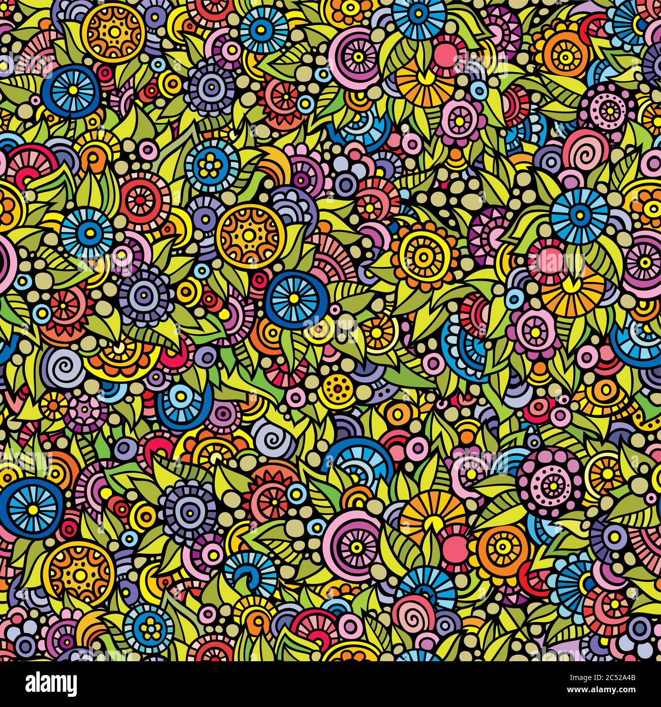 vector seamless doodle bright floral pattern Stock Vector Image & Art ...