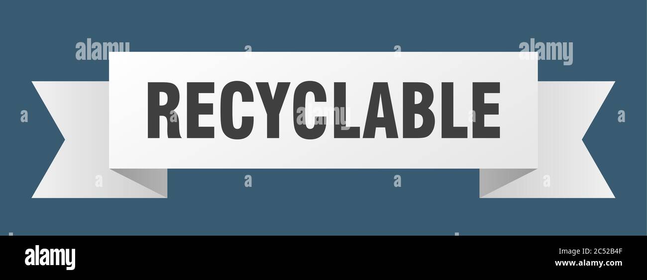 recyclable ribbon. recyclable isolated band sign. recyclable banner