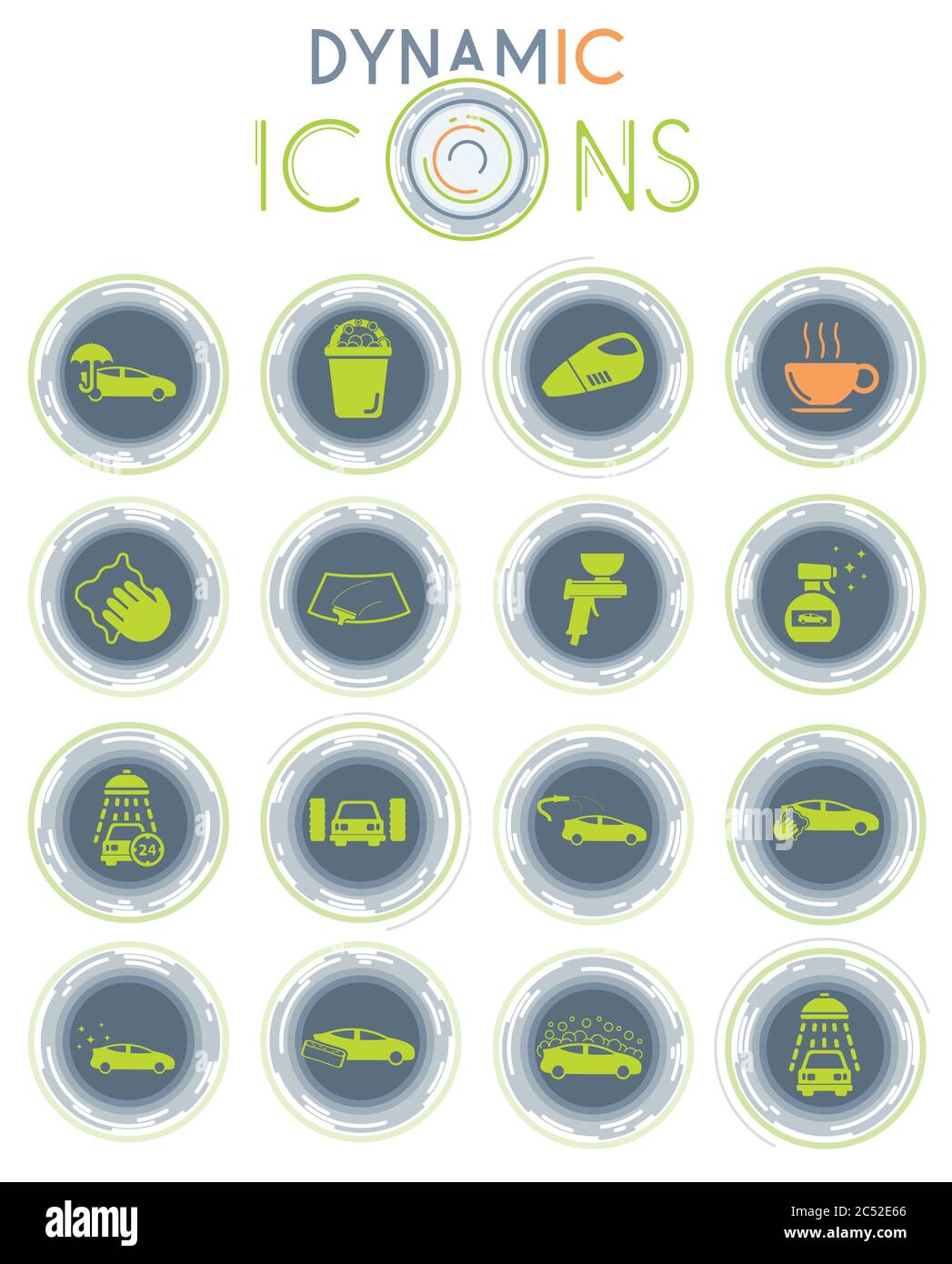 Car wash dynamic icons Stock Vector