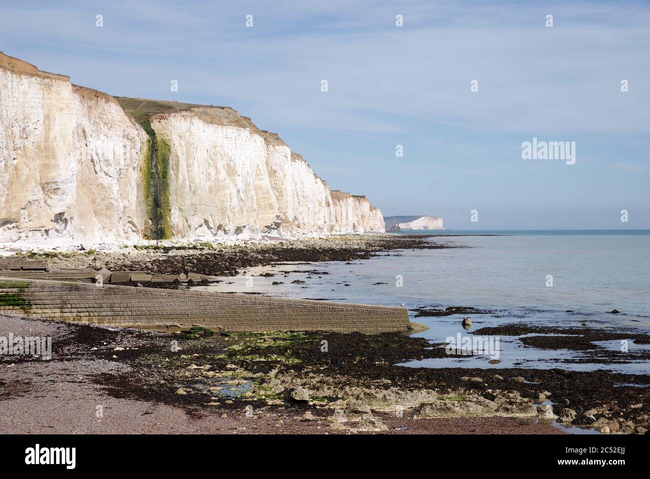 The Undercliff Walk which forms part of the Seahaven Coastal Trail in Sussex, UK Stock Photo