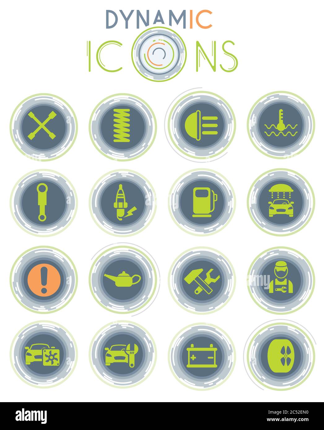 car service dynamic icons Stock Vector