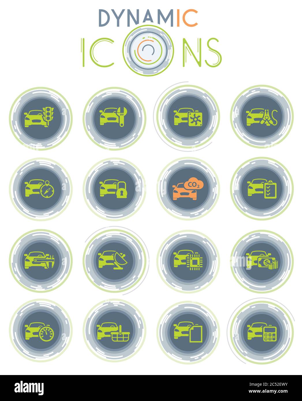 car service dynamic icons Stock Vector