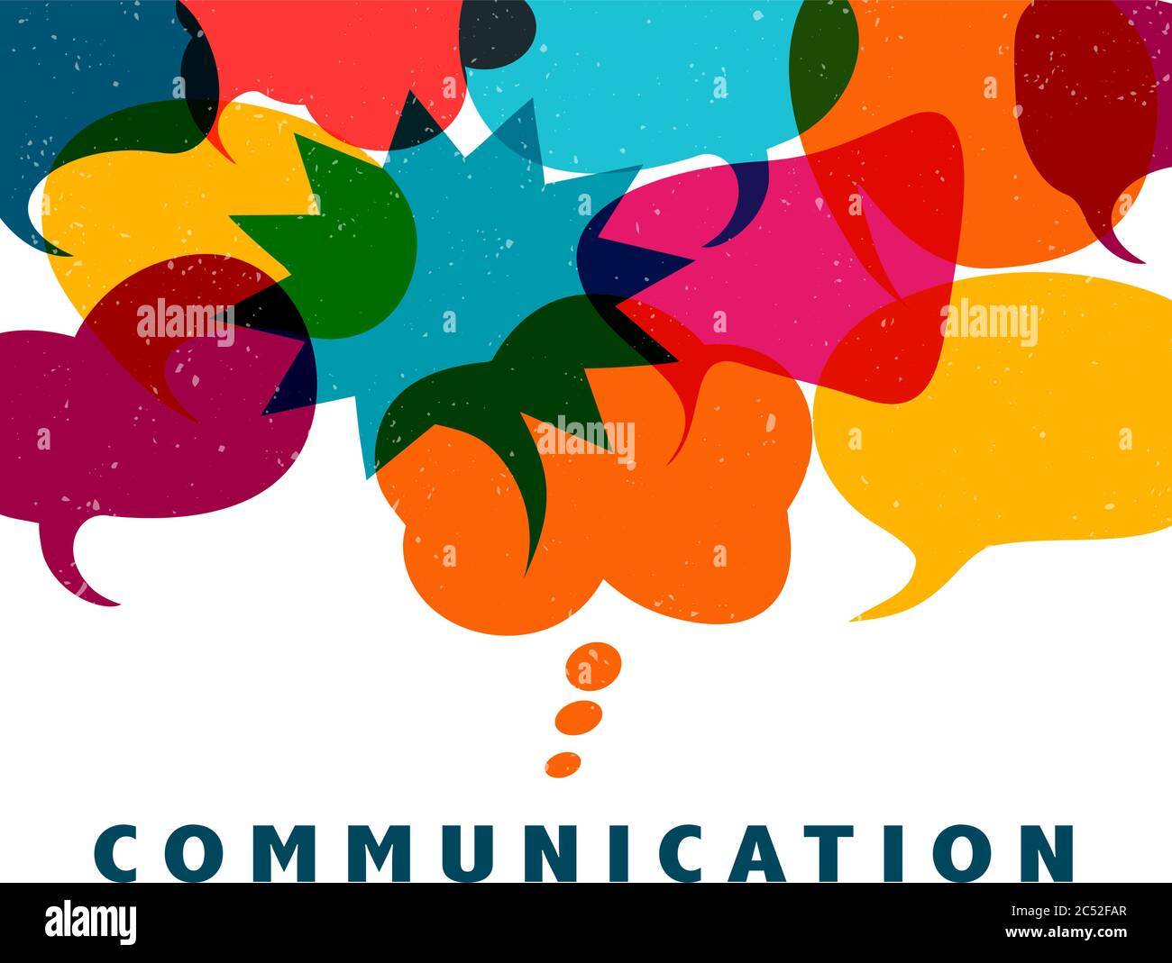 Colored speech bubble. Communication text.Social network. Colored cloud.To speak - discussion.Symbol to talk and communicate.Friendship and dialogue Stock Vector