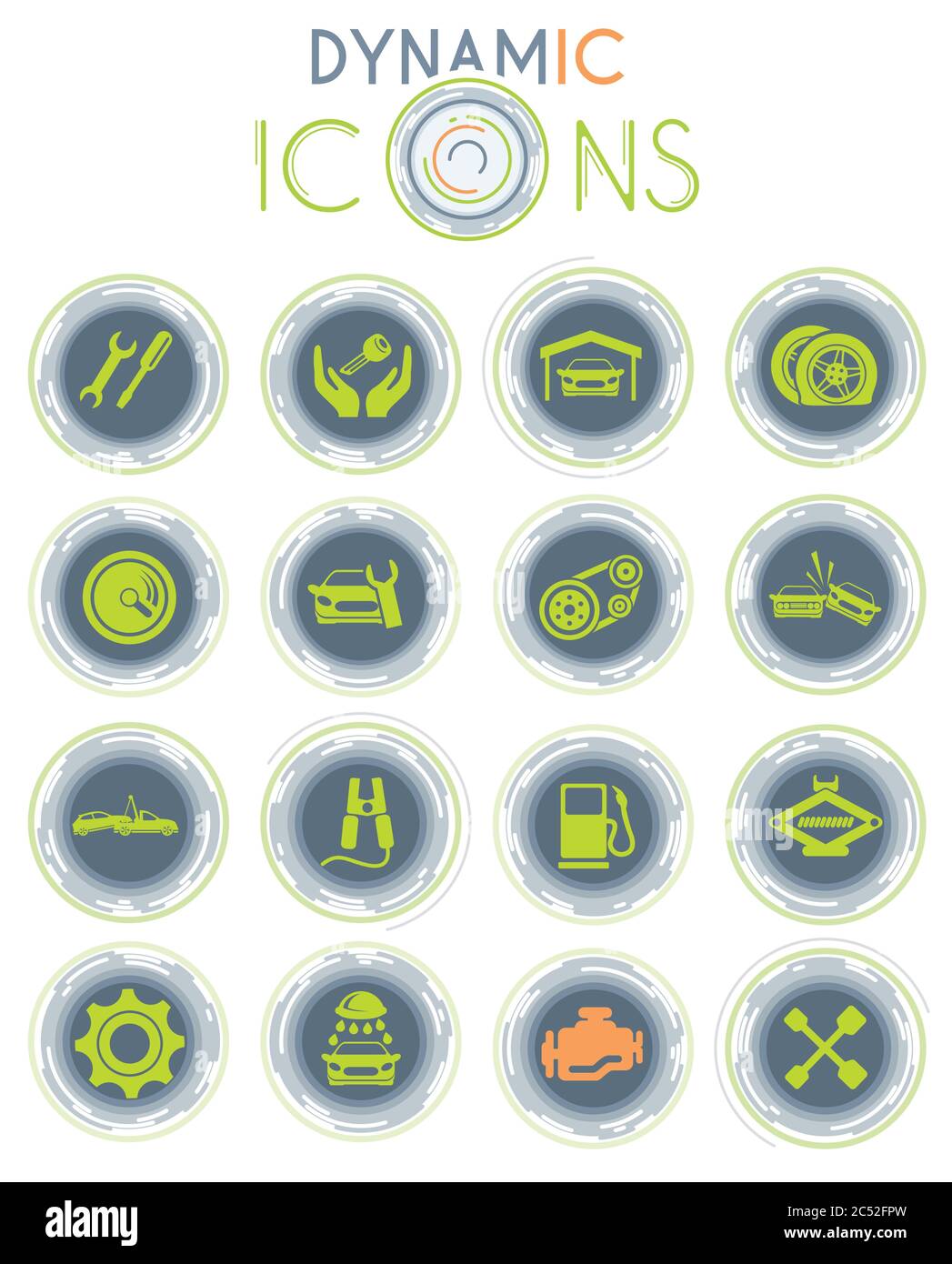 Auto Service dynamic icons Stock Vector