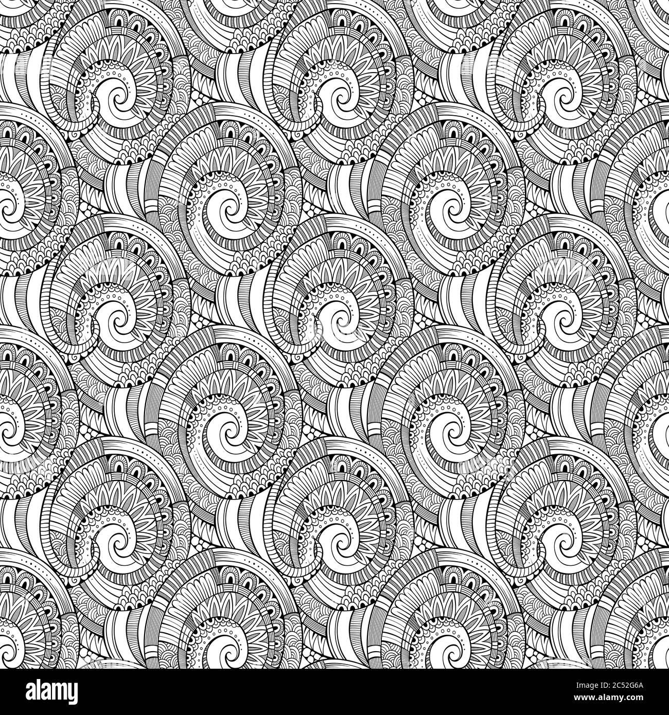 Vector spiral decorative doodles pattern Stock Vector Image & Art - Alamy