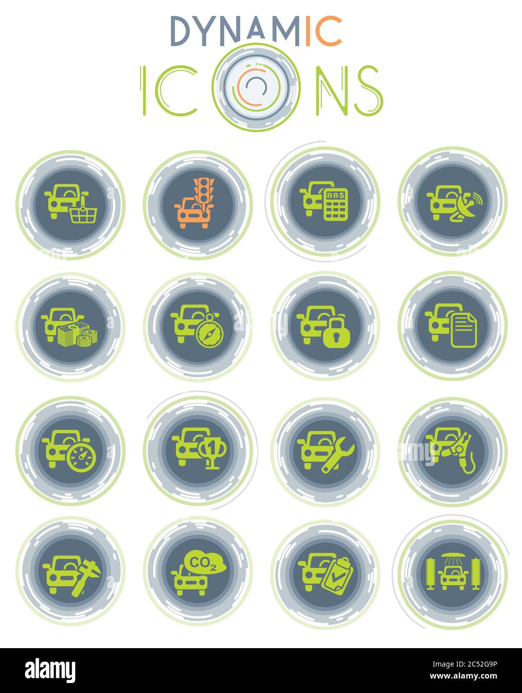 car service dynamic icons Stock Vector