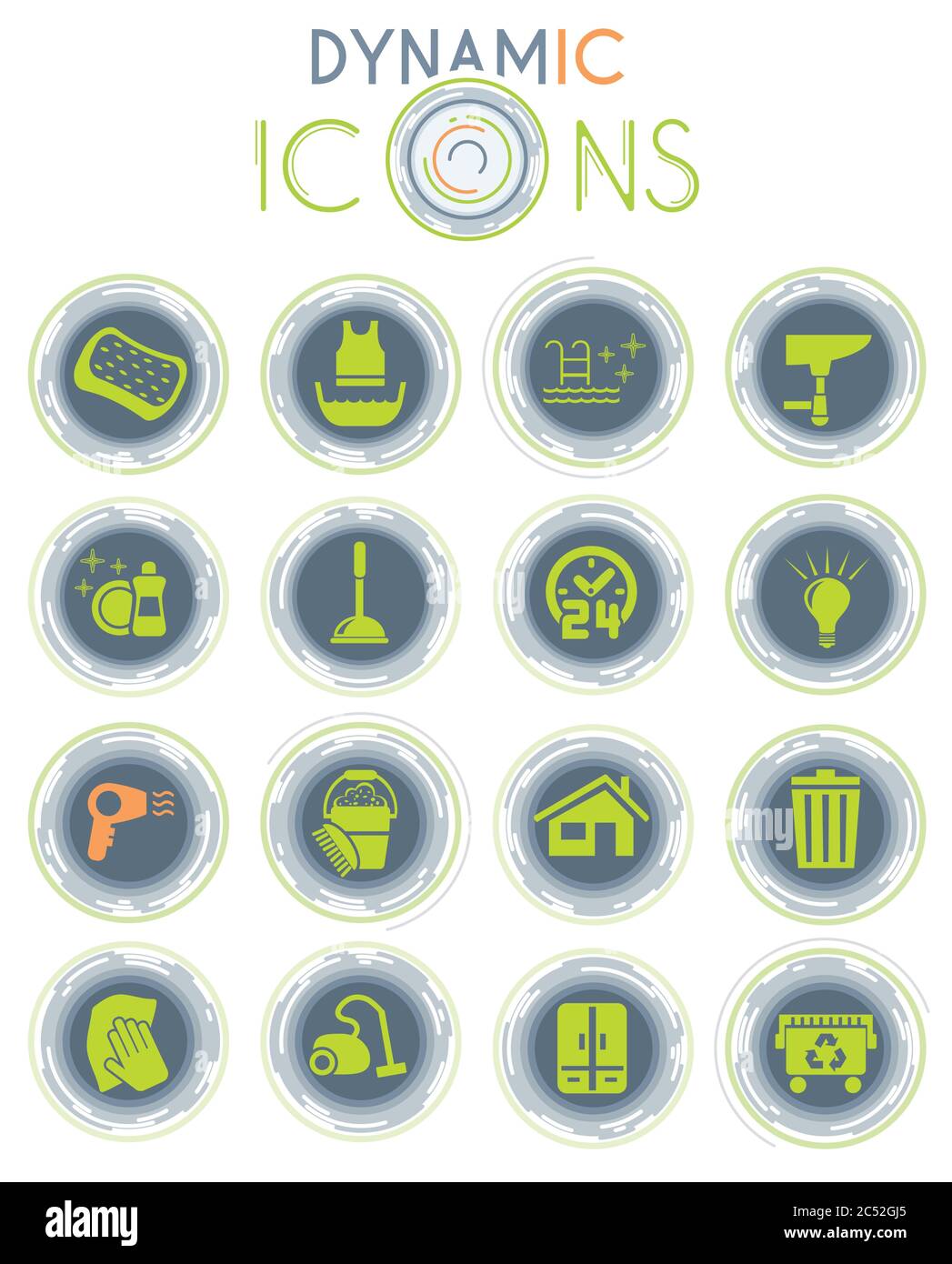 cleaning company dynamic icons Stock Vector
