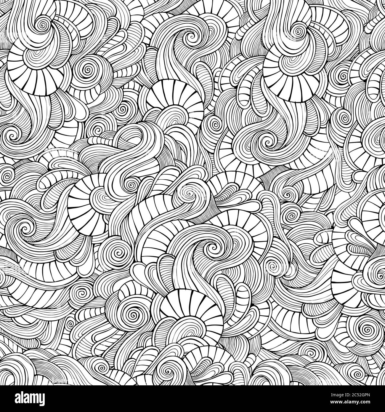 Vector waves decorative doodles seamless pattern Stock Vector Image ...