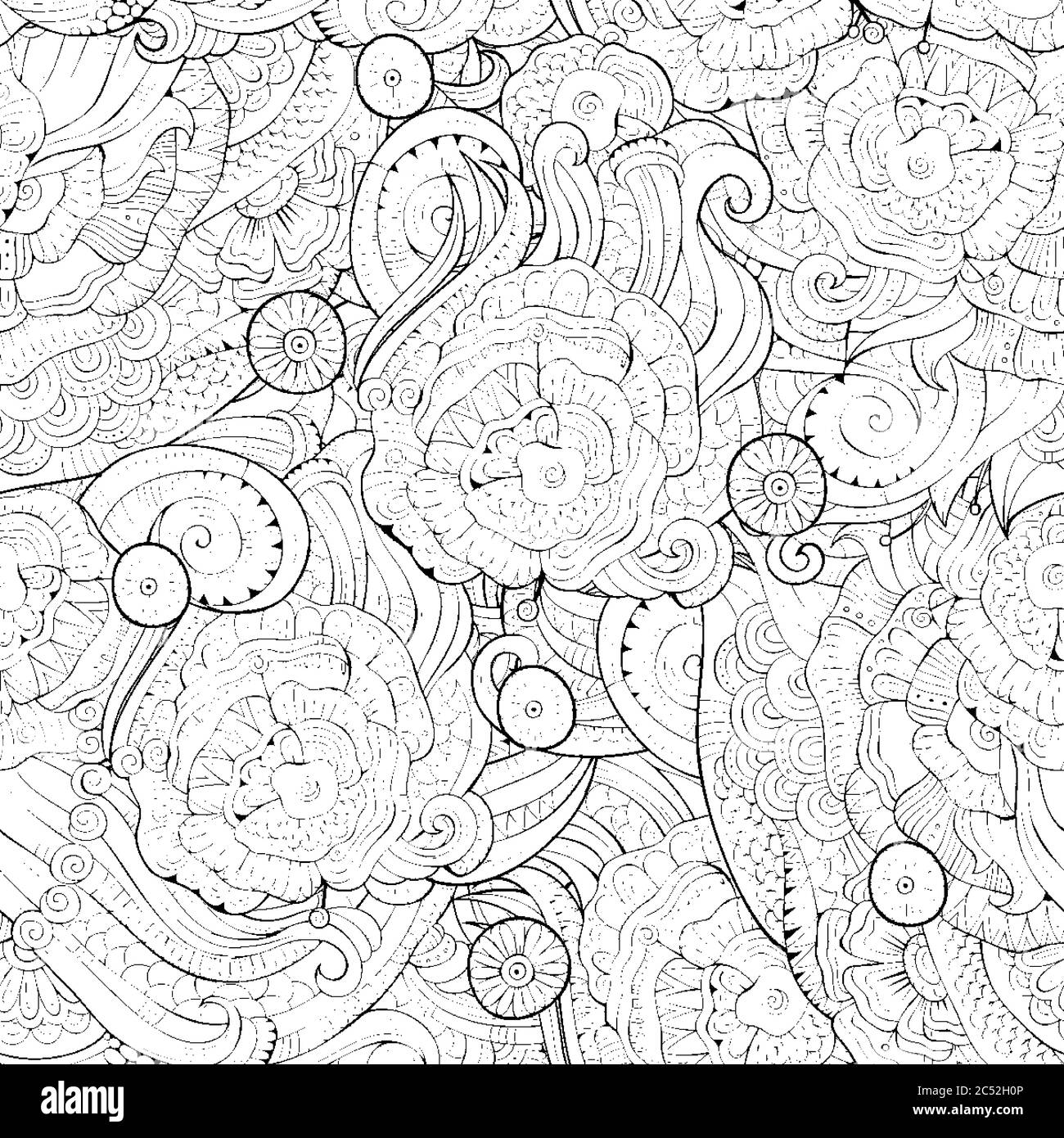 Abstract vector hand drawn nature floral seamless pattern Stock Vector ...