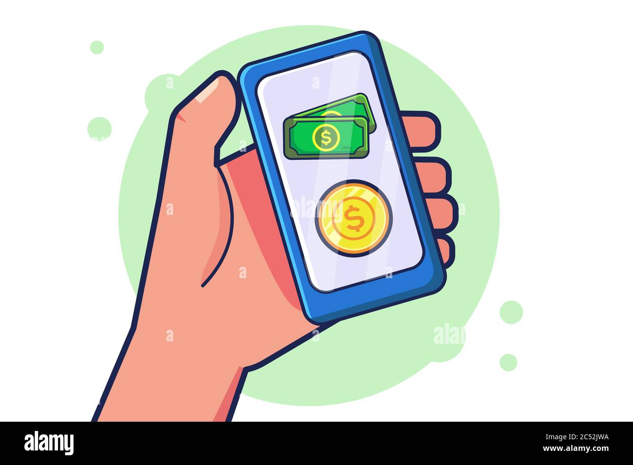 hand holding phone vector. payment concept. vector illustration Stock Vector