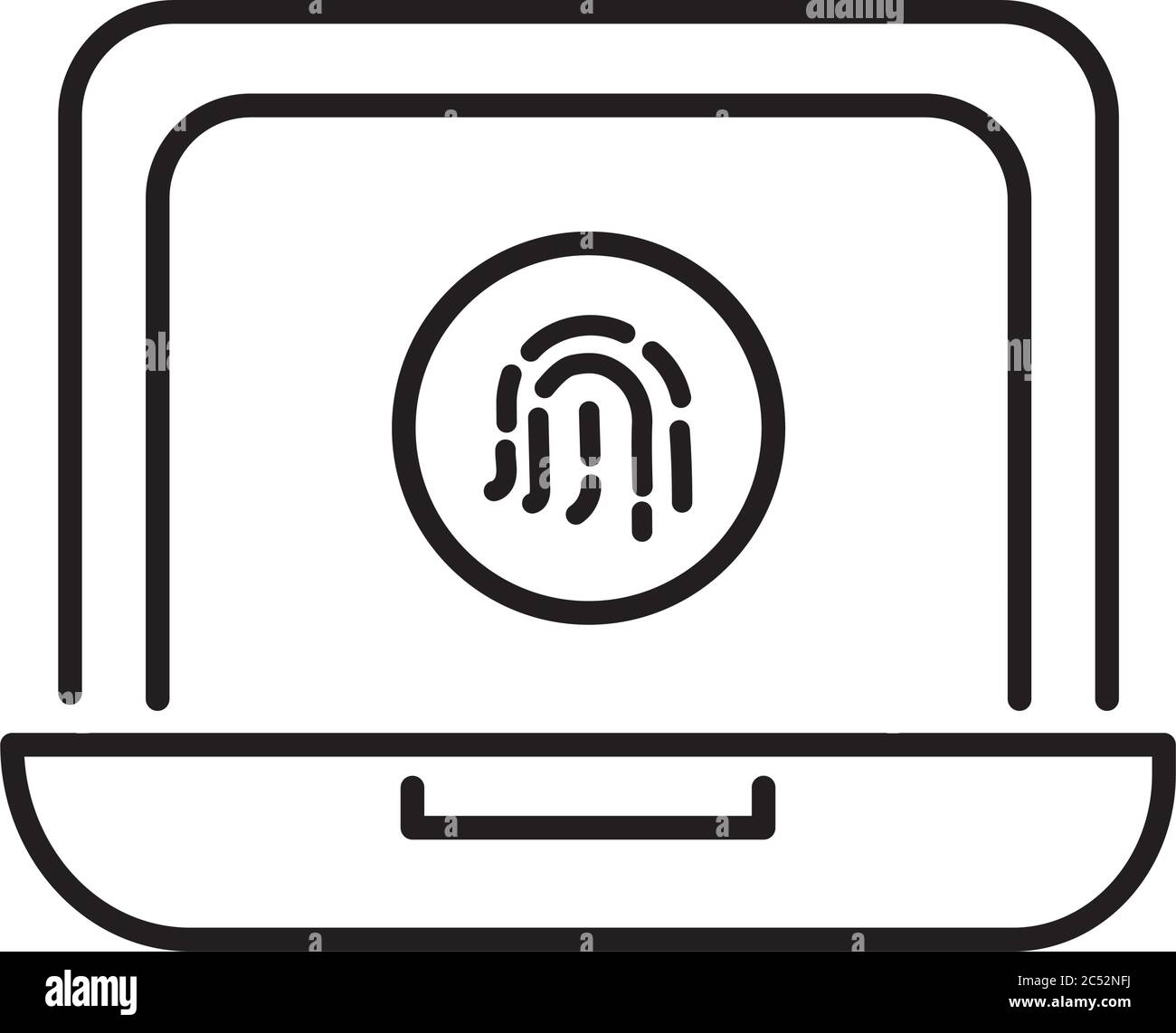 laptop with fingerprint payment online line style vector illustration design Stock Vector