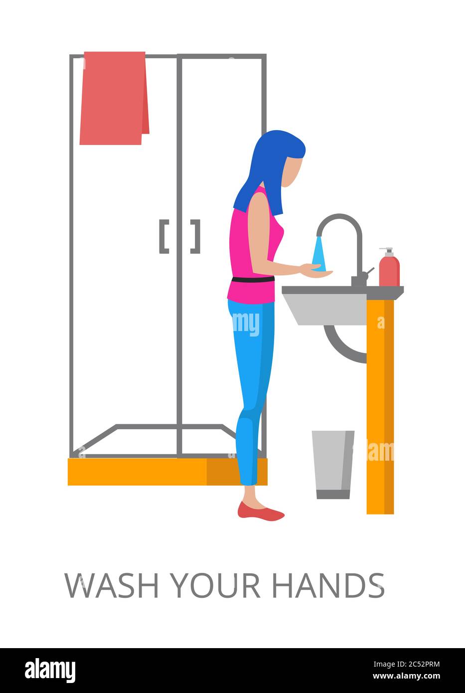 Wash Your Hands concept, modern flat design vector illustration, for graphic and web design Stock Vector