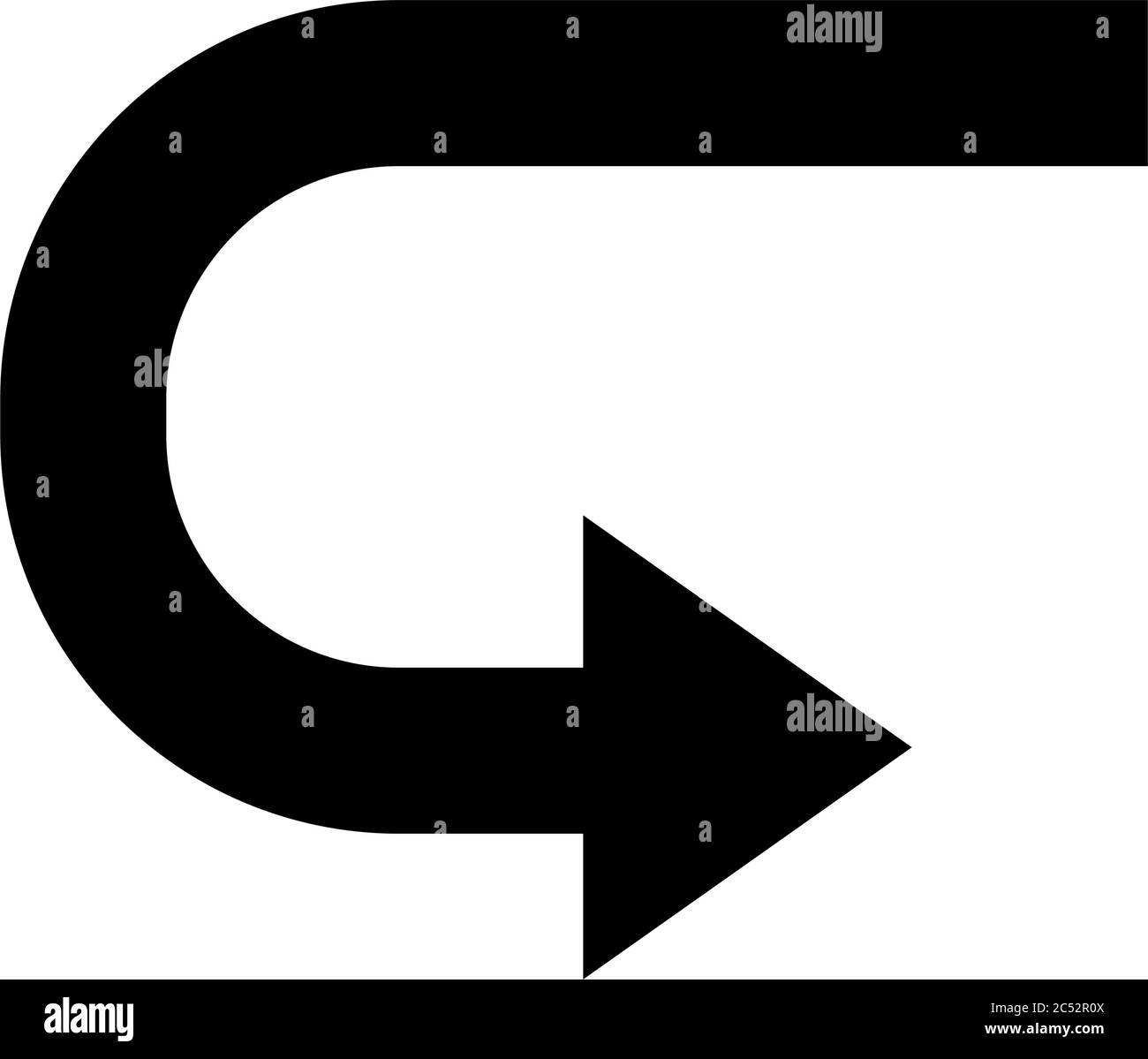 turned arc arrow icon over white background, silhouette style, vector ...