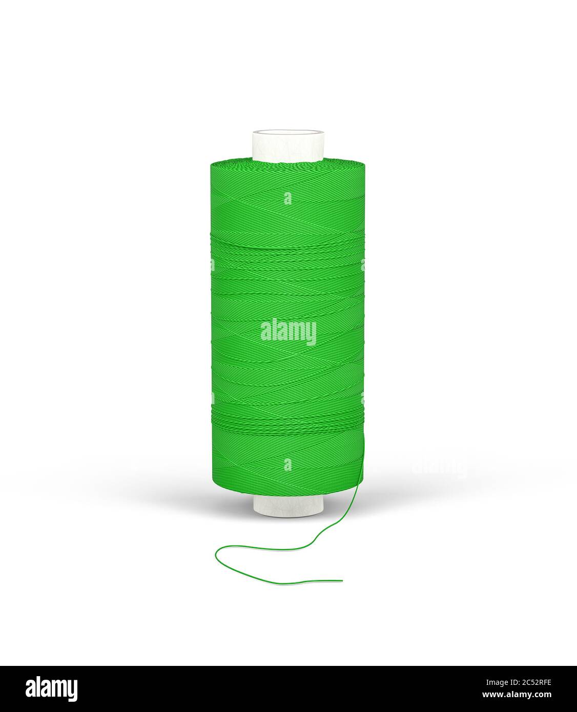 Spool of green thread isolated on white background - 3d render Stock ...