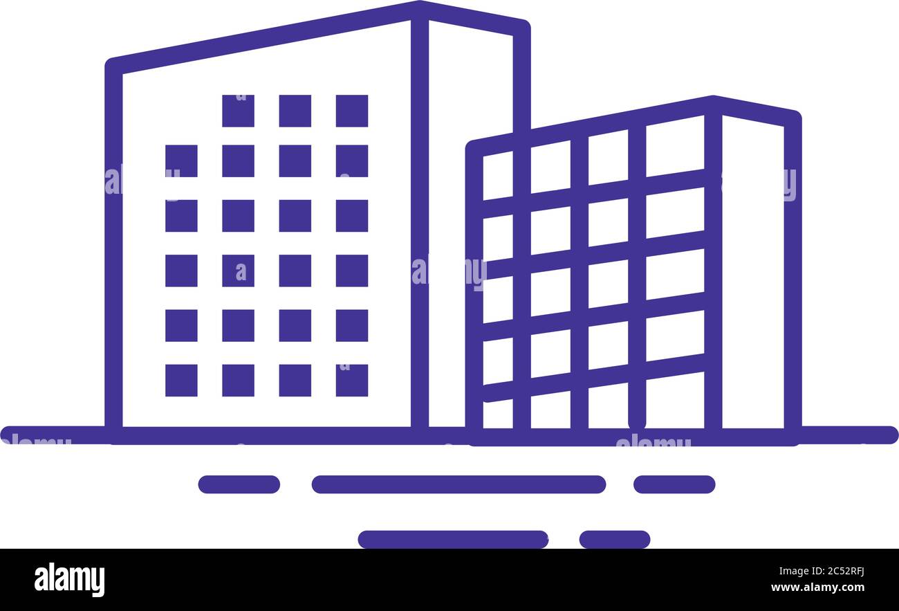 buildings constructions facades city line style icons vector ...