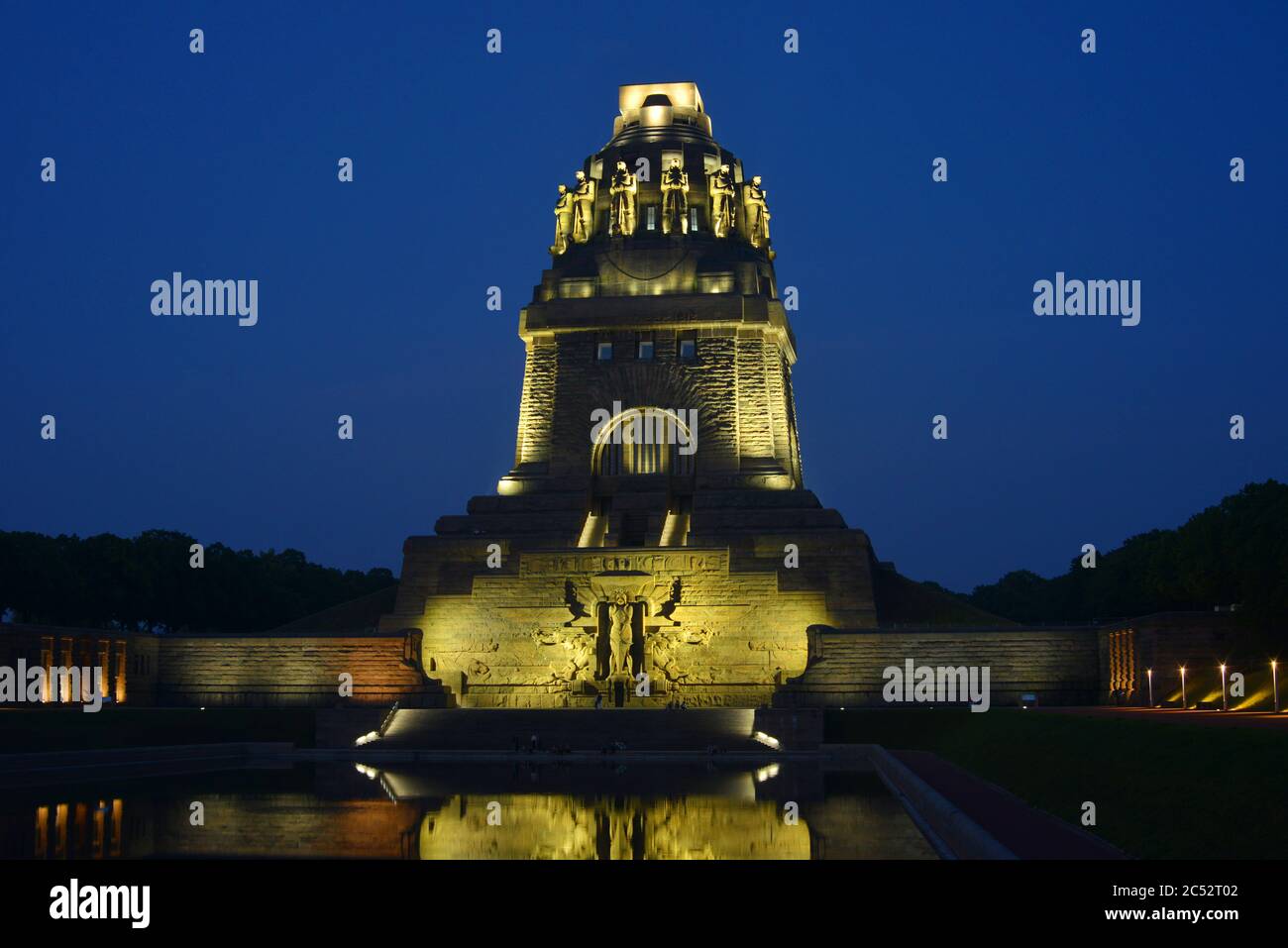 Leipzig, Germany, Battles of the Nations monument by night Stock Photo