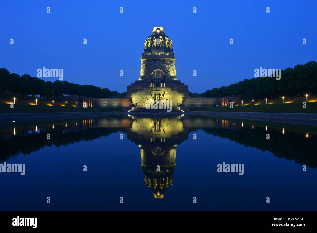 Battles of the Nations Monument, Leipzig, Germany in twilight Stock Photo