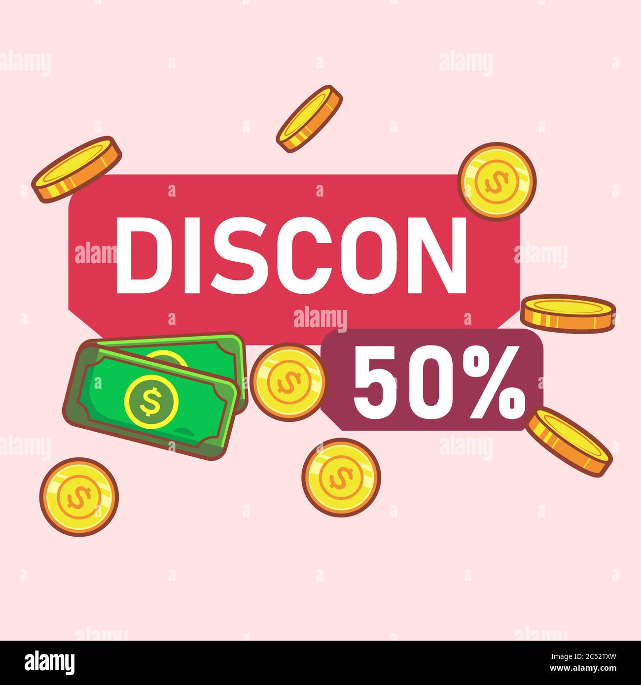 sale discount design. discount 50%. dollar vector illustration Stock Vector