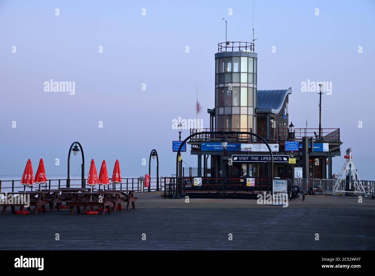 The Lifeboat station at the end of Southend Pier, the longest pleasure pier in the world. Stock Photo