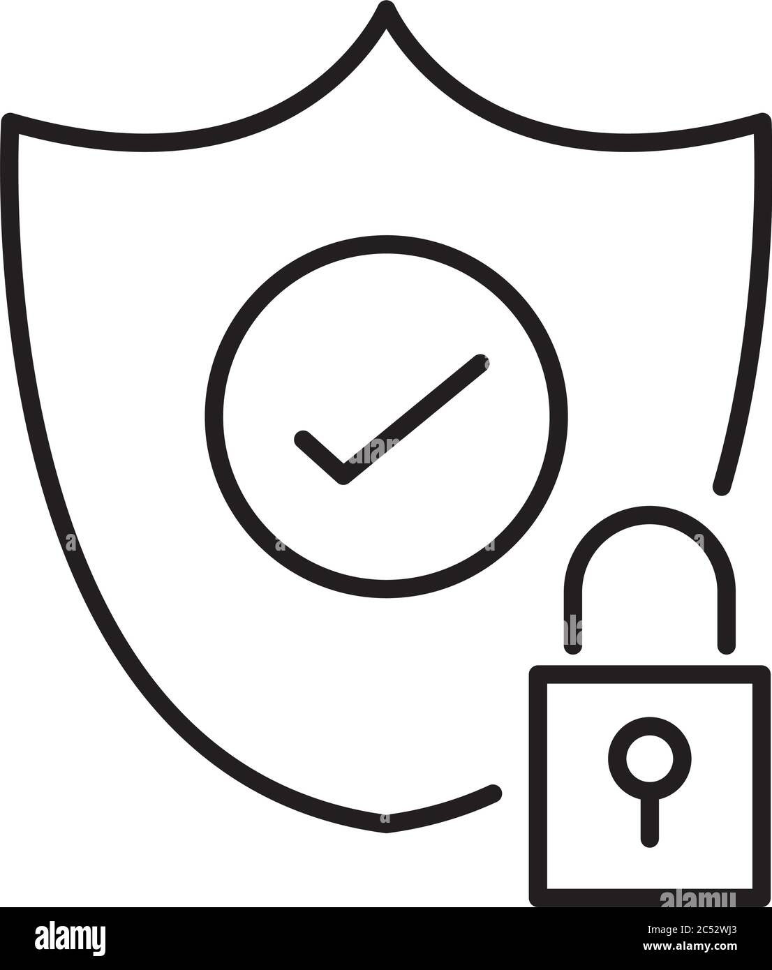 shield with padlock line style icon vector illustration design Stock ...