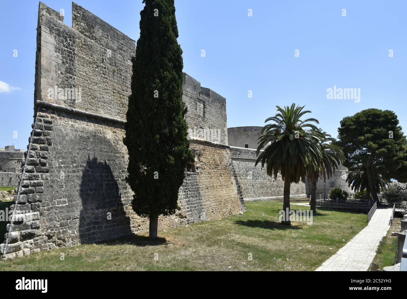 A tower of the medieval castle of Manfredonia, Italy. Stock Photo