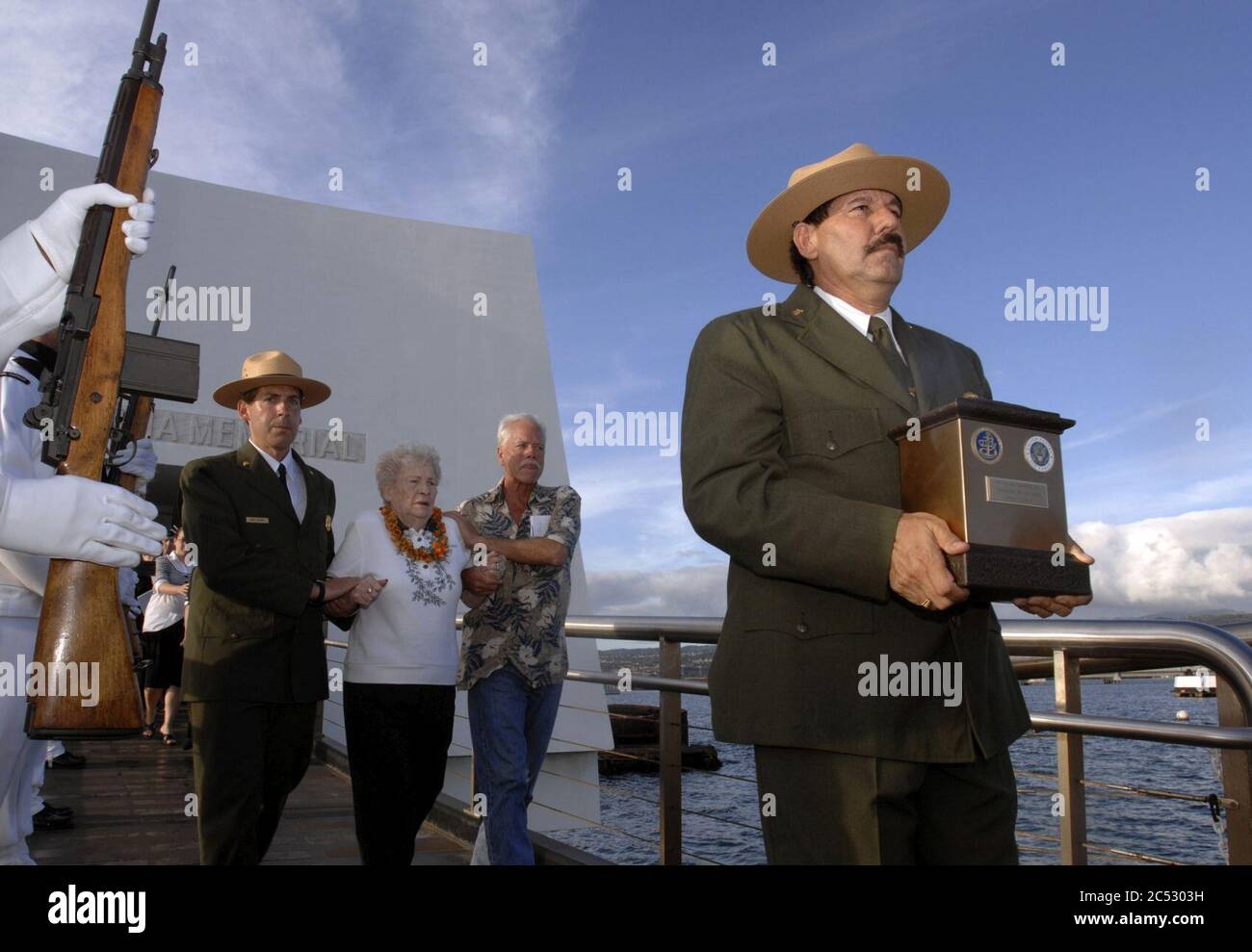 Interment ceremony aboard the USS Arizona Memorial Stock Photo