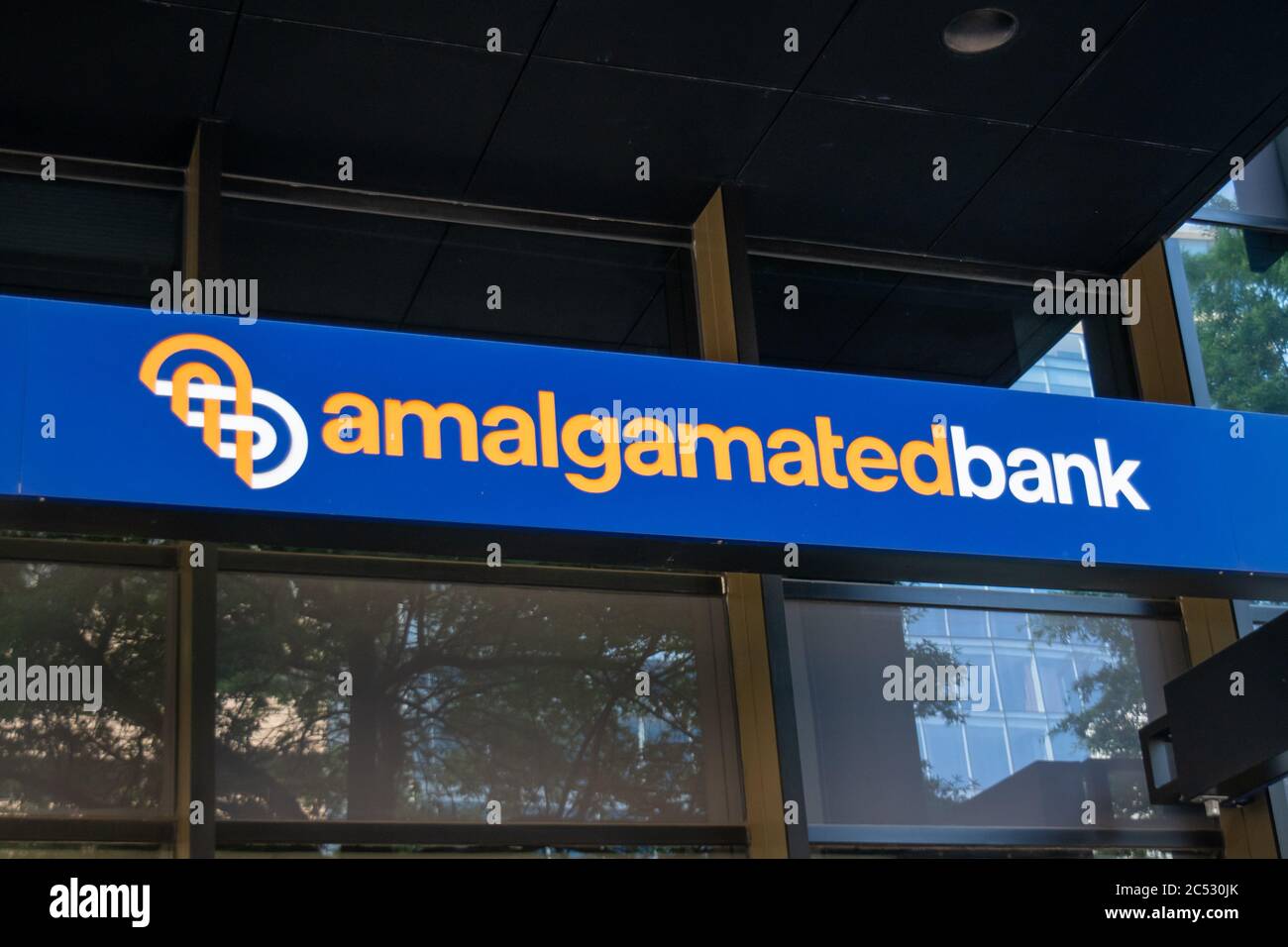 Washington, D.C. / USA June 25 2020 Sign outside of Amalgamated Bank