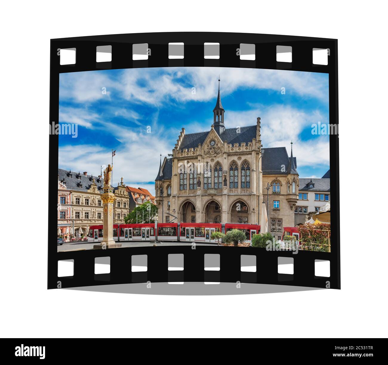 The town hall was built in 1870 in Gothic Revival style. It is located at the fish market in Erfurt, Capital of Thuringia, Germany, Europe Stock Photo