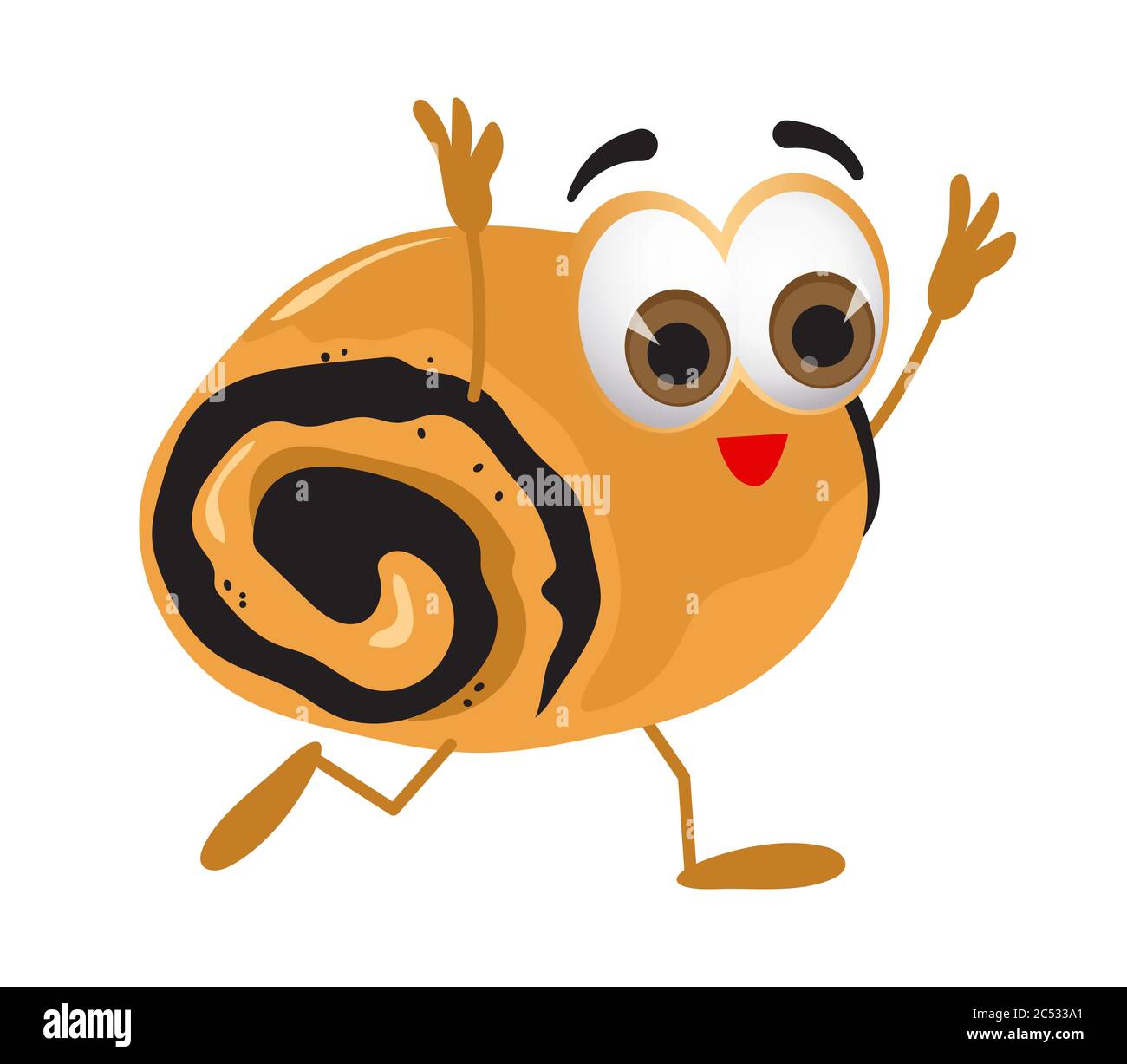 Funny Bun With Poppy Seeds with eyes on white background, funny