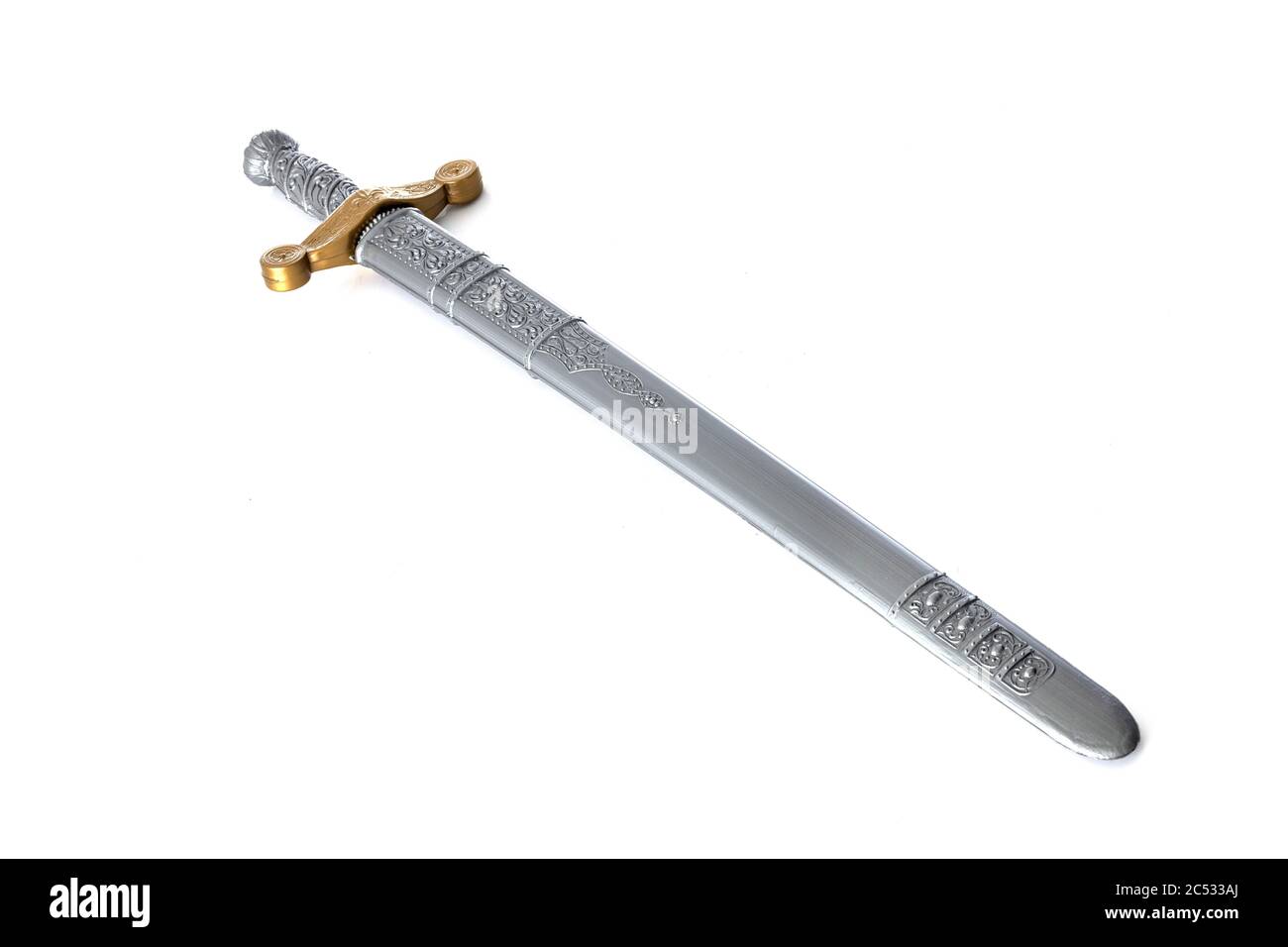 plastic sword in front of white background Stock Photo Alamy