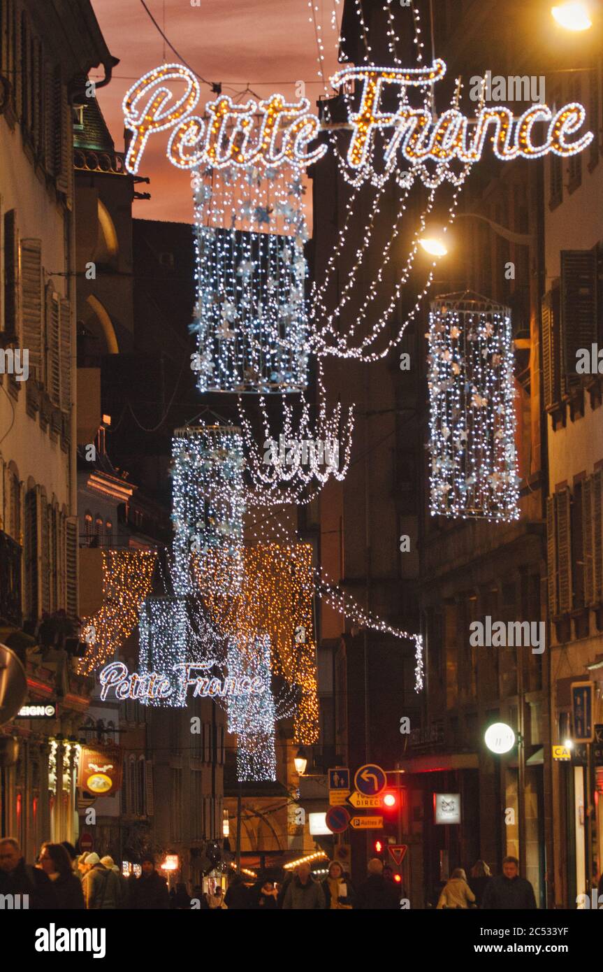 Christmas lights in Strasbourg France Stock Photo Alamy