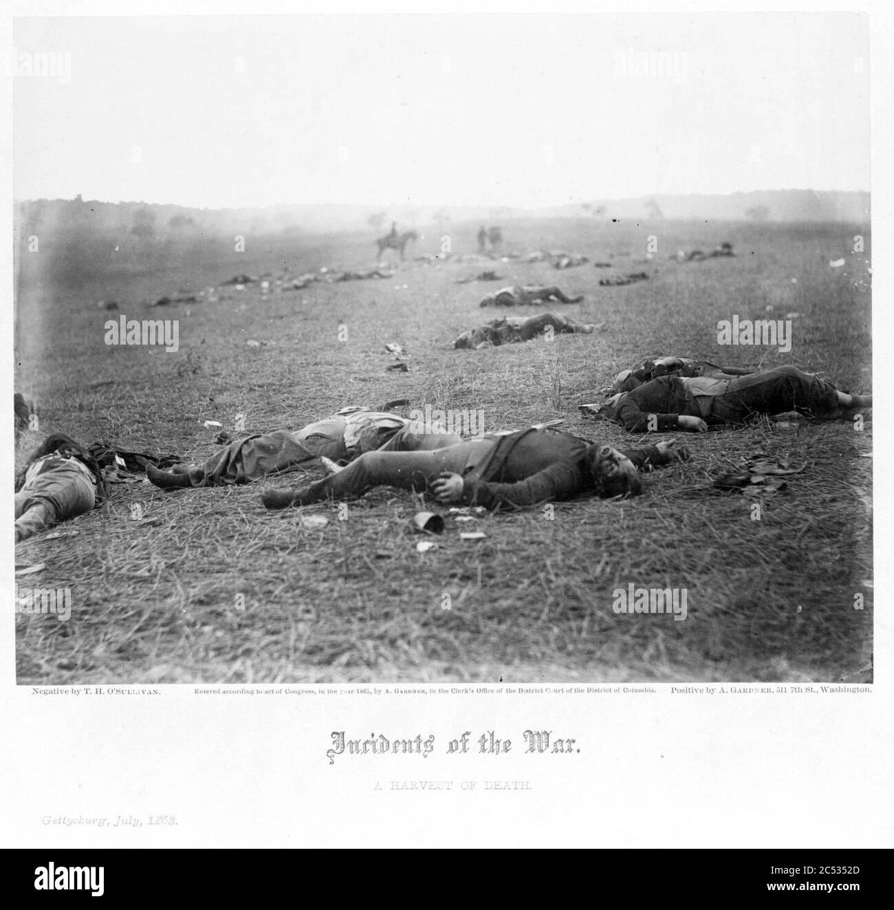 Incidents of the war. A harvest of death. Gettysburg, Stock Photo