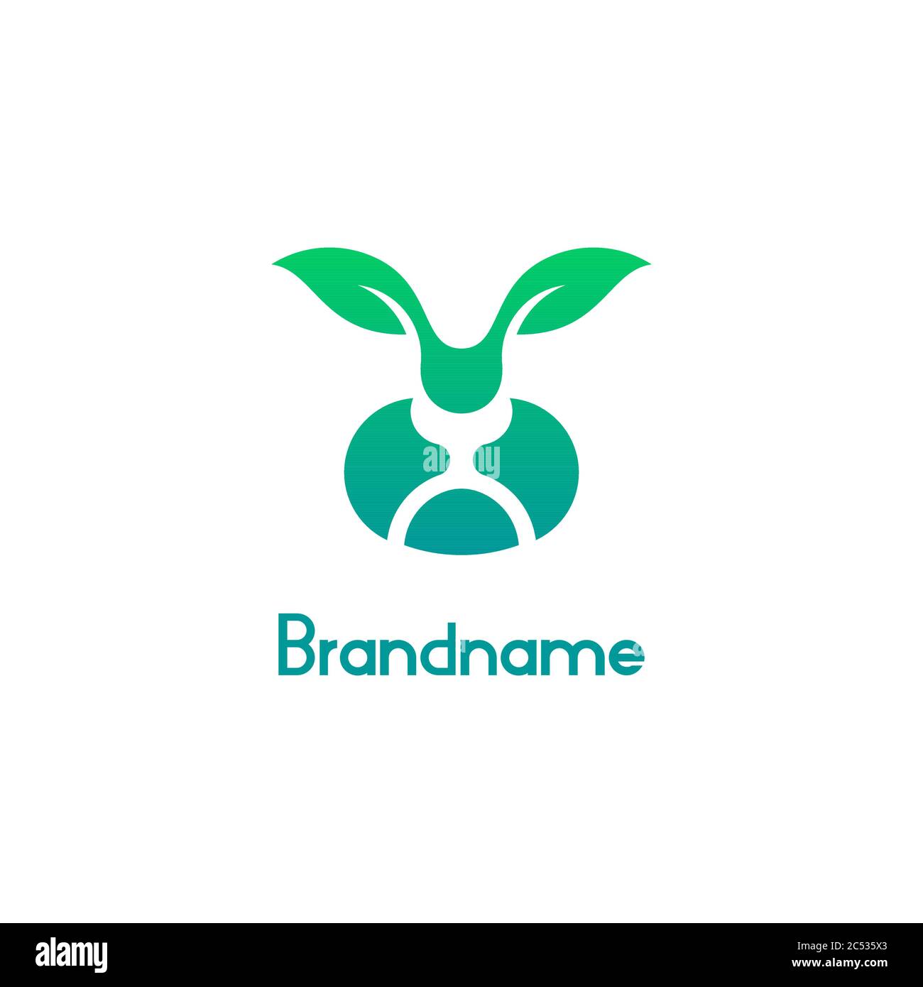 Creative Rabbit logo template, leaf design concept, isolated on white background. Stock Vector