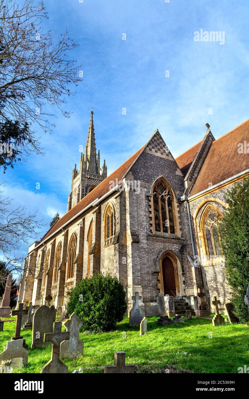 Exterior of All Saints Church and churchyard in Marlow, England, UK Stock Photo
