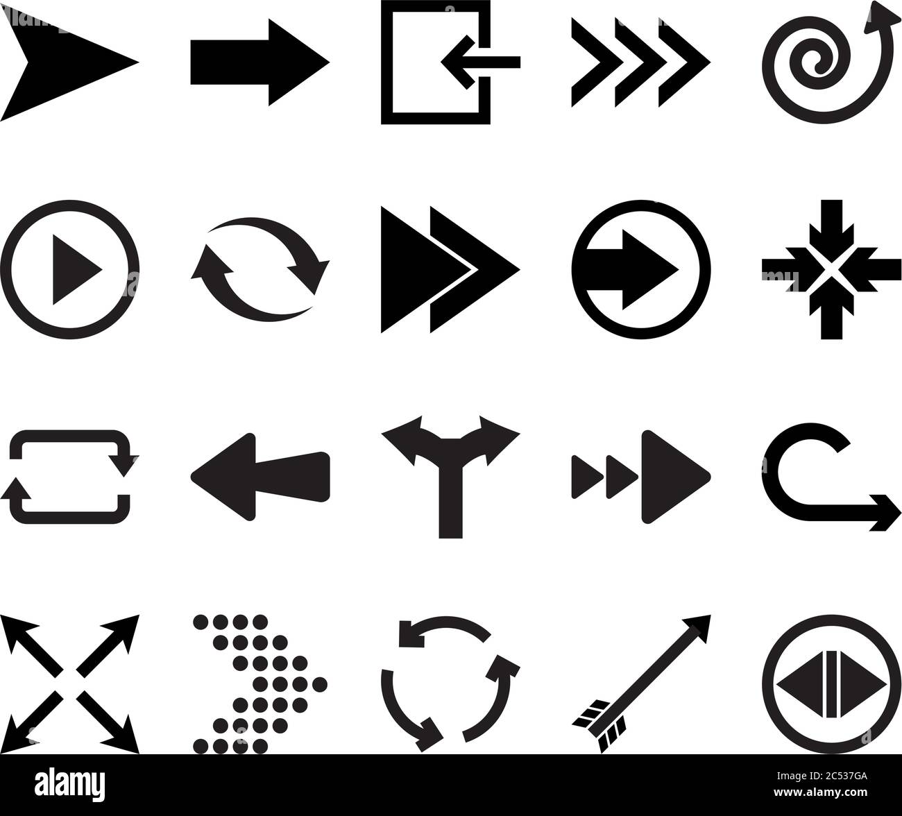 four arrows pointing and arrows symbols icon set over white background