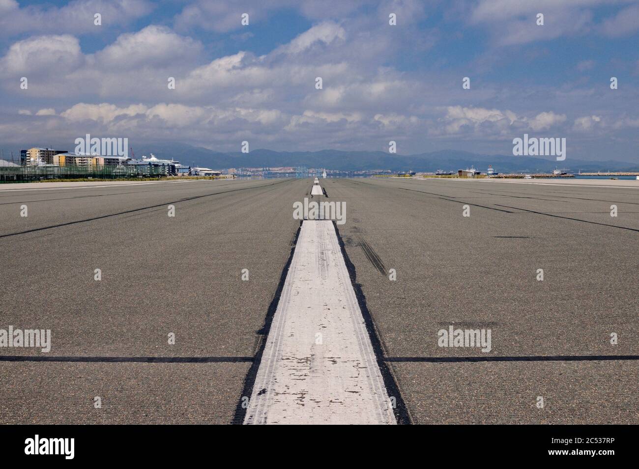 gibraltar, united kingdom - may 20, 2011: the runway of gibraltar airport Stock Photo