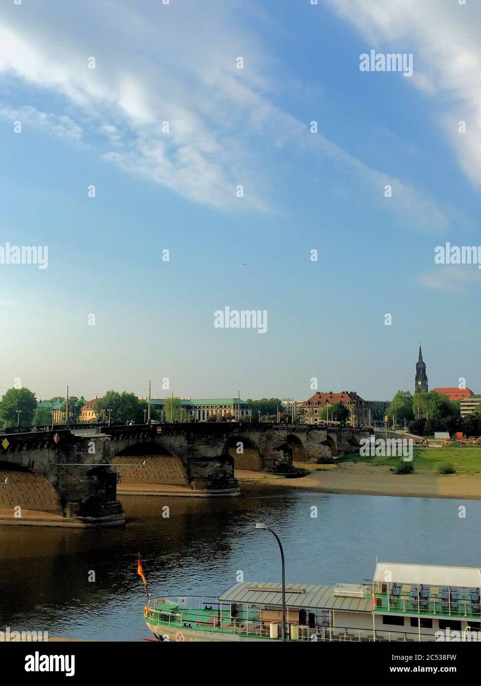 At the Elbe river in the heart of Dresden Stock Photo