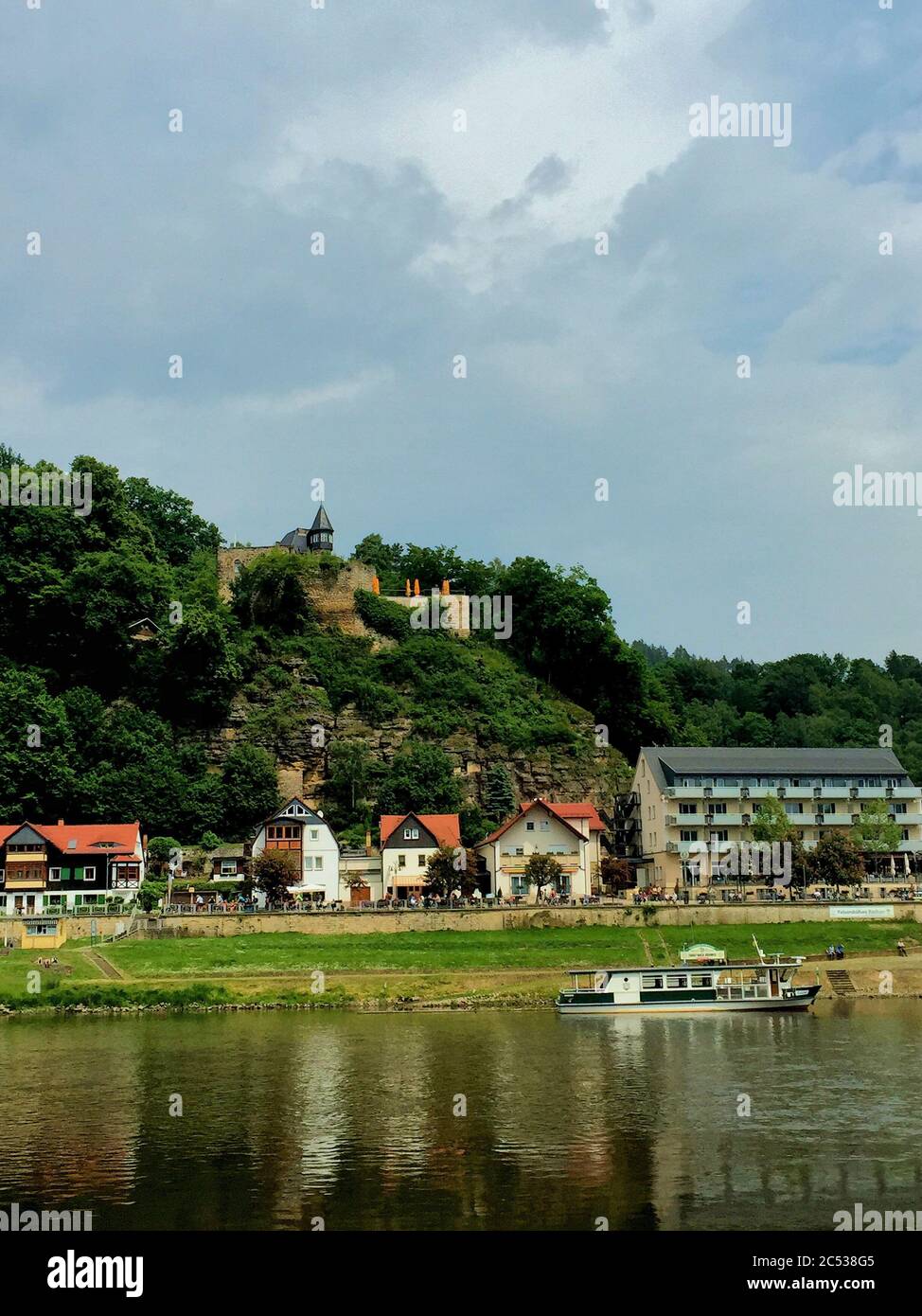 Boat trip on the Elbe river in Germany Stock Photo