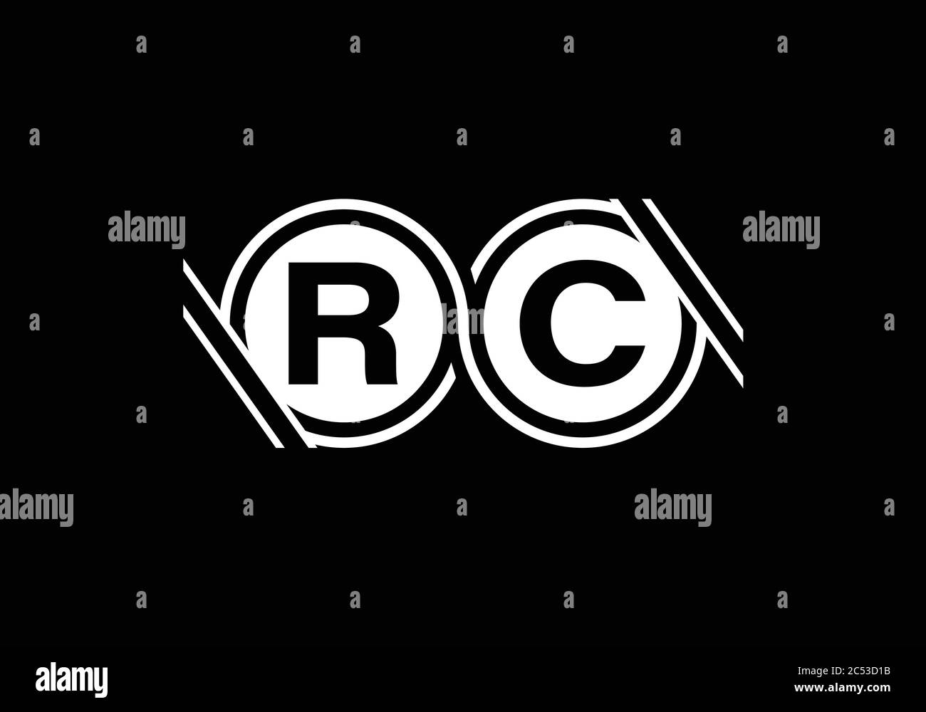 Initial Monogram Letter R C Logo Design Vector Template. R C Letter Logo Design Stock Vector