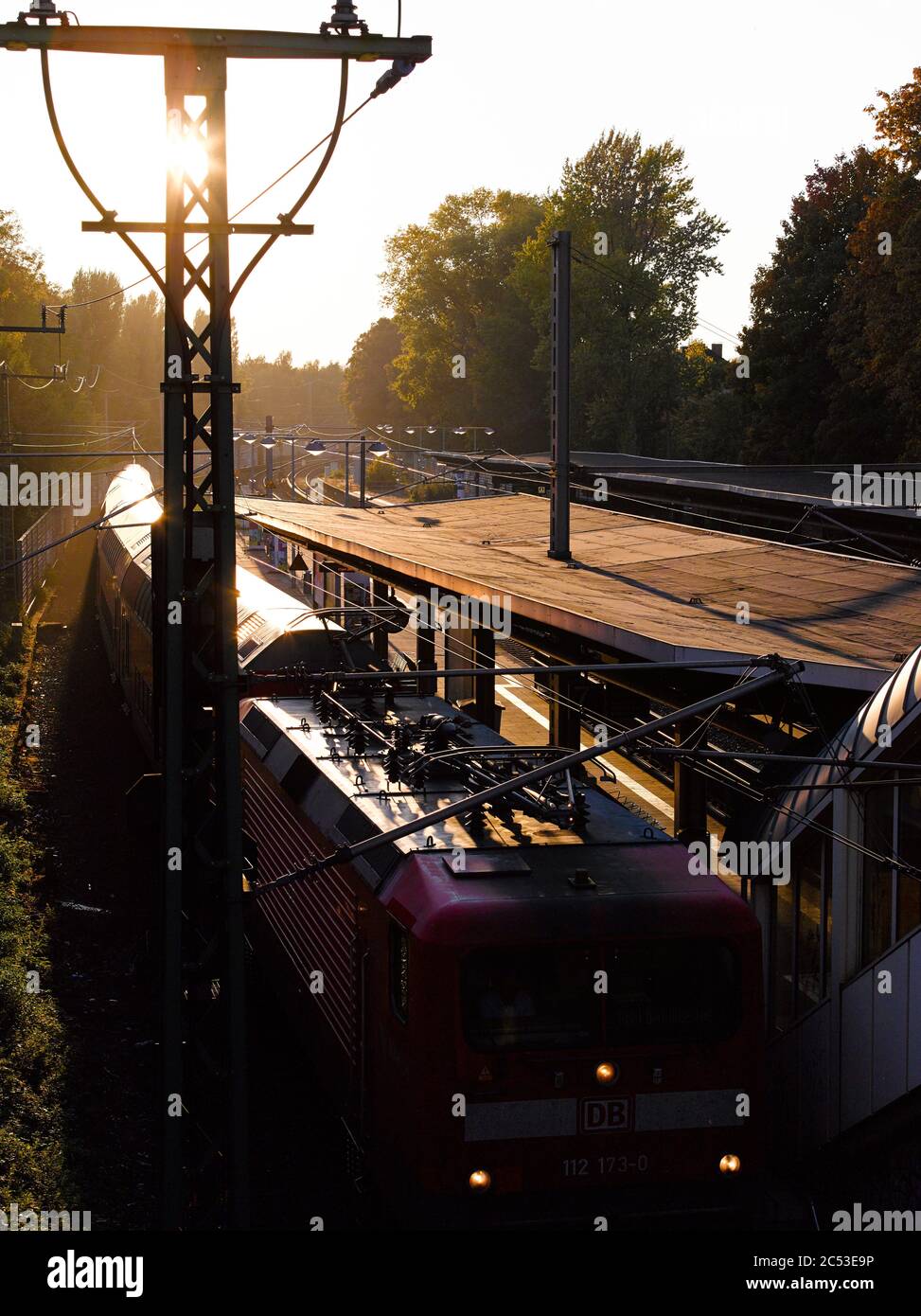 A train at the S-Bahn station in Hamburg. Stock Photo