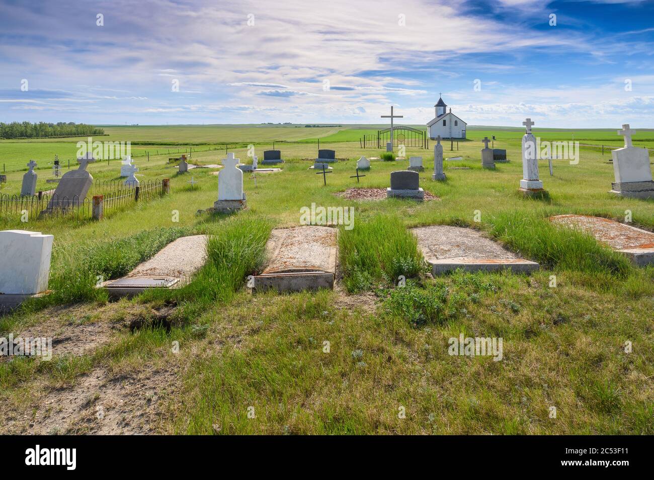 Cemetery and Abandoned Saint Elizabeth Church near Gravelbourg
